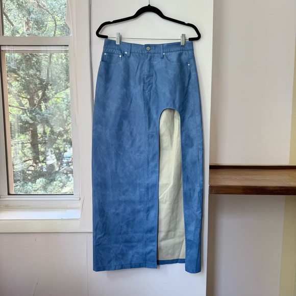 AFRM Bianca Maxi Skirt High Slit Cut Out Mini Long Blue Revolve - Picture 4 of 11